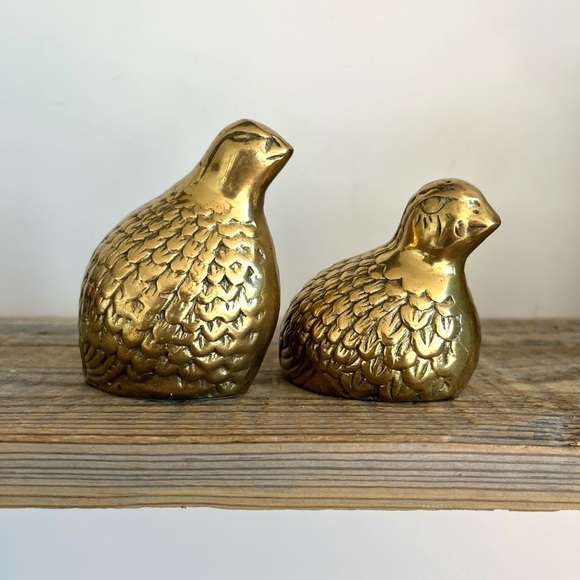 MCM brass quail set birds vintage - Picture 2 of 6